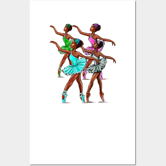 African American, Black ballerina girls with corn rows ballet dancing 9 ! black girl with Afro hair and dark brown skin wearing bright tutu. Love Ballet Wall Art by Artonmytee